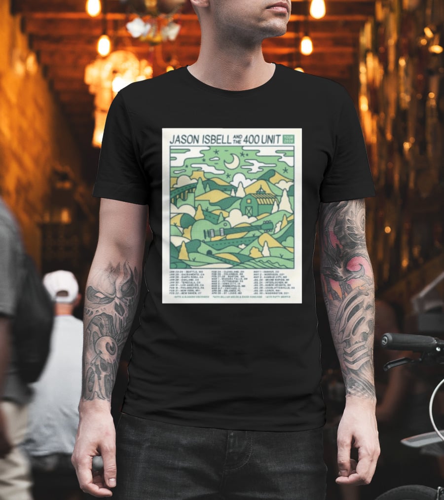 Jason Isbell And The 400 Unit Tour 2026 January 23 24 Seattle Wa Jan 26 Sacramento Ca Nostalgic 2026 Countryside Landscape T-Shirt