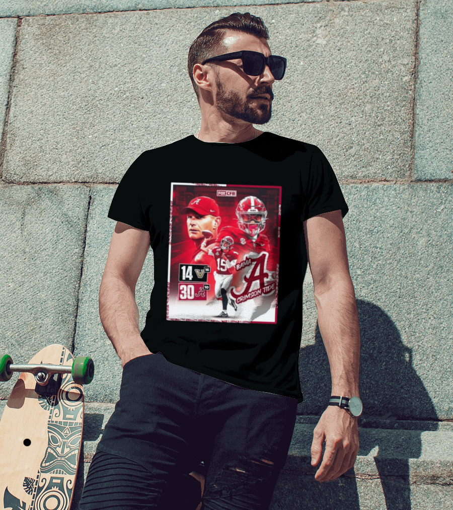 Crimson Tide Triumph Over Vanderbilt 30 14 Featuring Head Coach Kalen DeBoer And Jalen Milroe T-Shirt