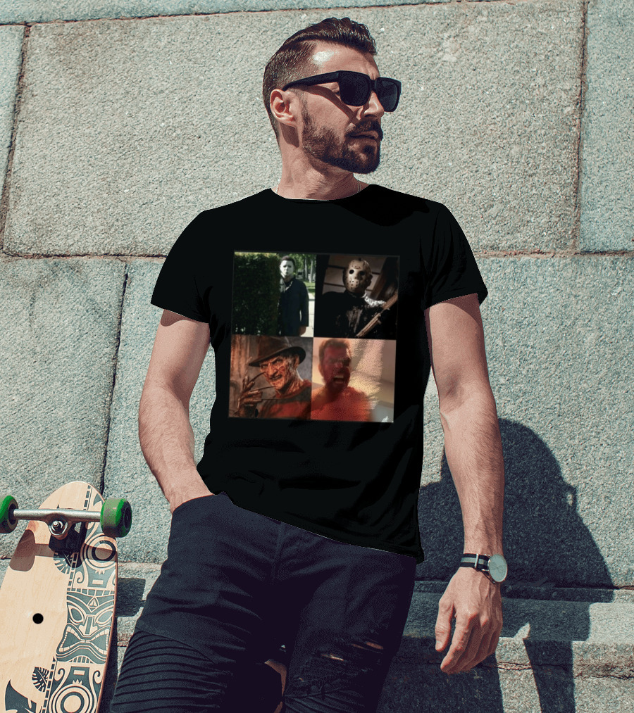 Perez Hilton Icons Horror Movie Legends Freddy Jason Michael Myers T-Shirt