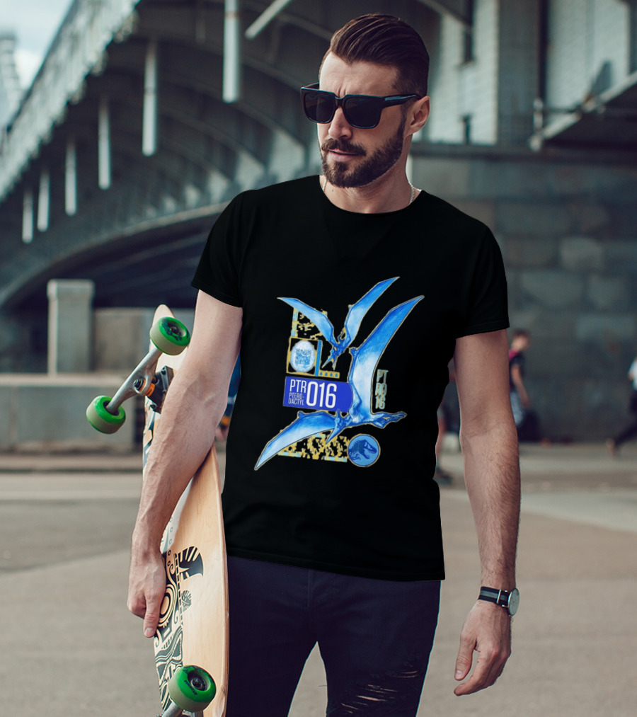PTR 016 Pterodactyl Dinosaur Prehistoric QR Code Rex T-Shirt