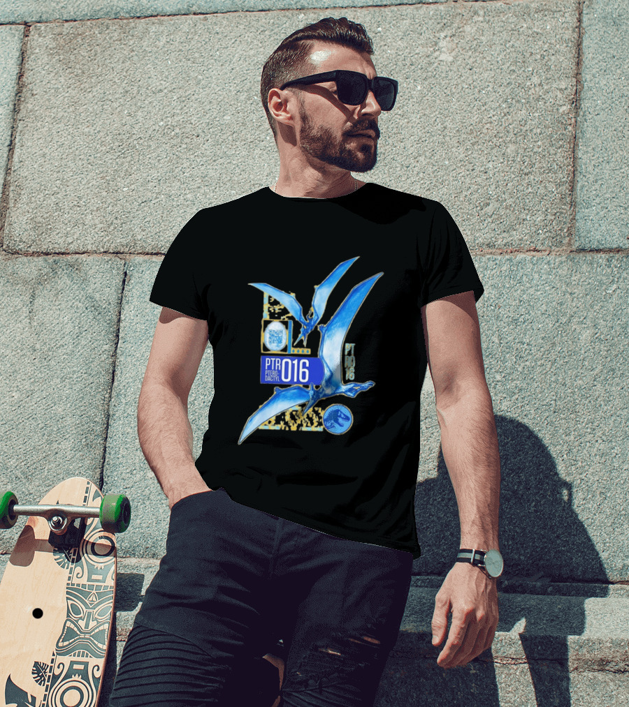 PTR 016 Pterodactyl Dinosaur Prehistoric QR Code Rex T-Shirt