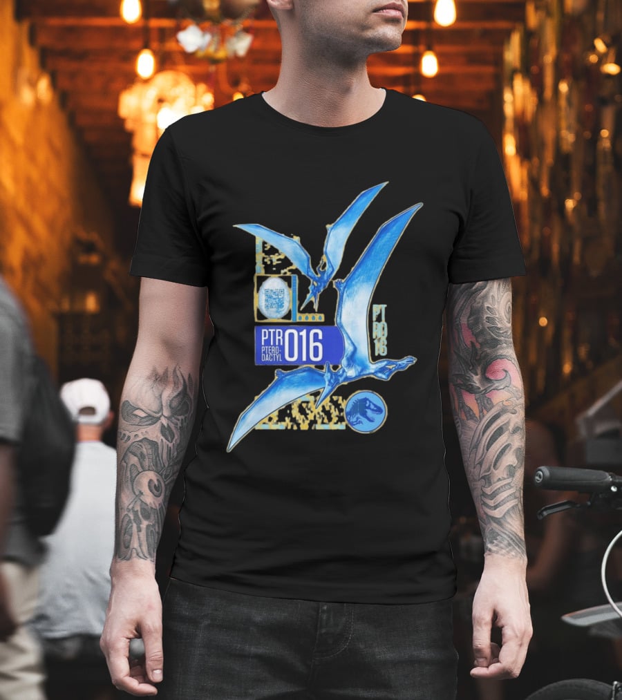 PTR 016 Pterodactyl Dinosaur Prehistoric QR Code Rex T-Shirt