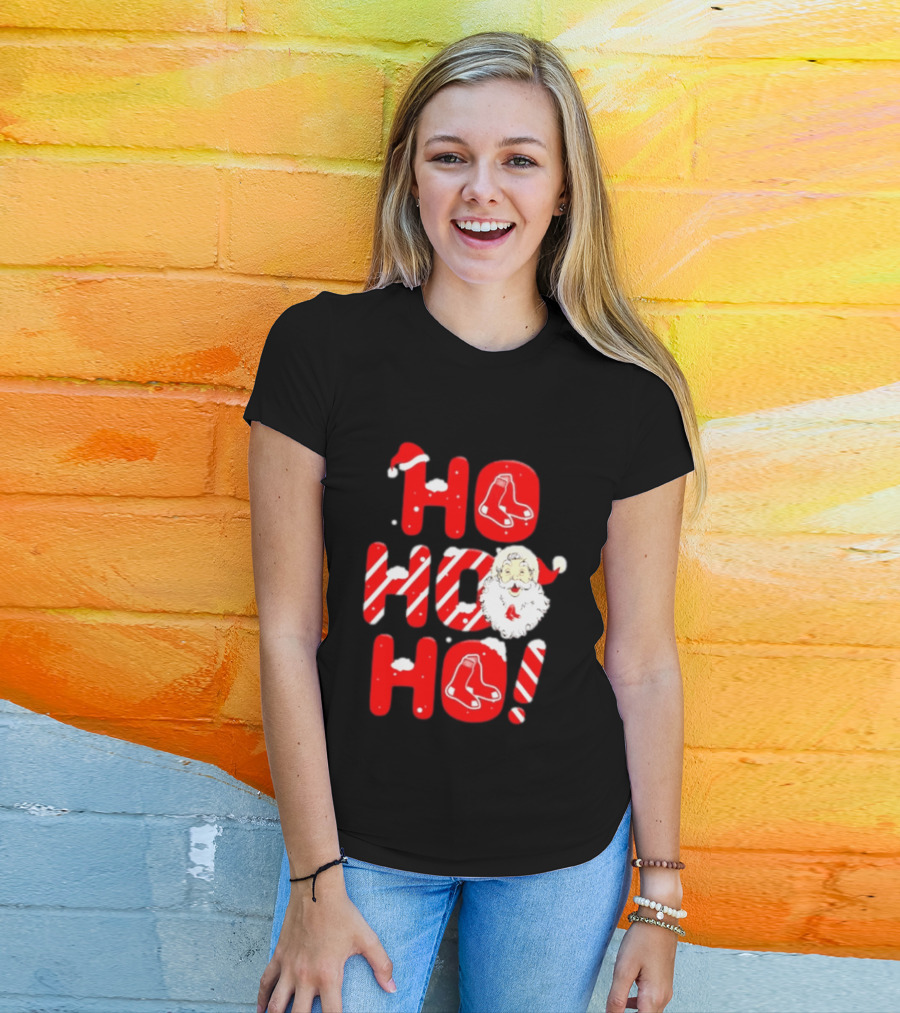 Boston Red Sox Santa Claus Ho Ho Ho Merry Christmas T-Shirt