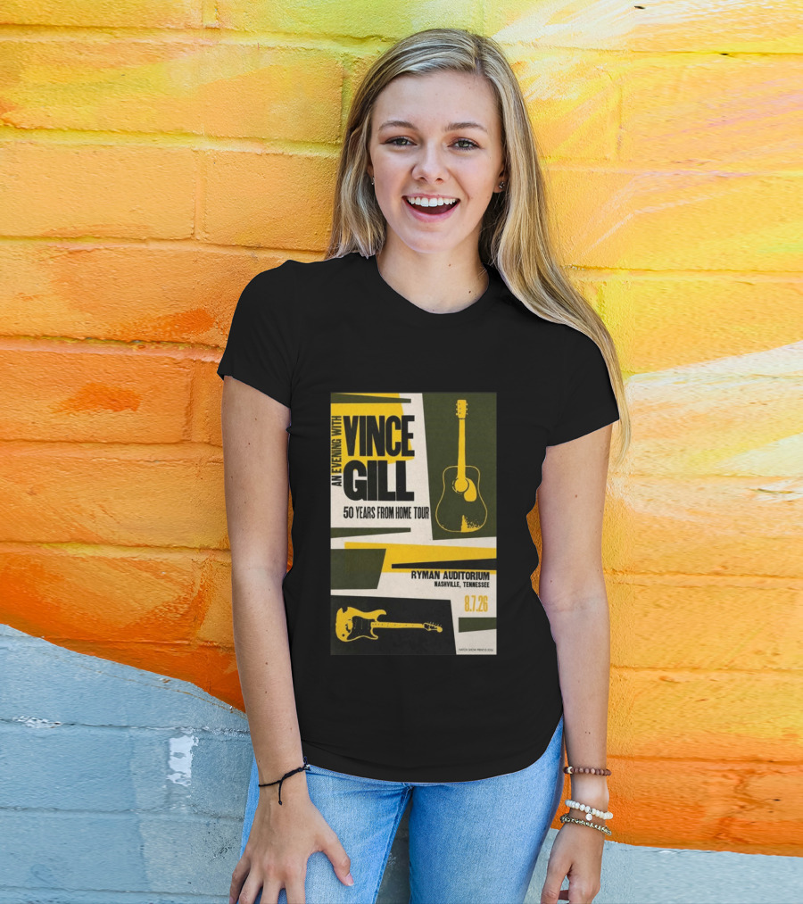 An Evening With Vince Gill 50 Years From Home Tour Ryman Auditorium Nashville August 7 2026 T-Shirt