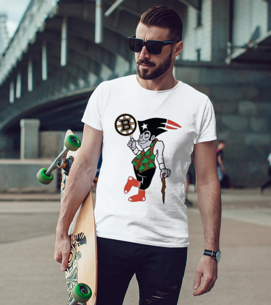 Boston All Sport Team Vintage Mascot With Clover And Cane T-Shirt