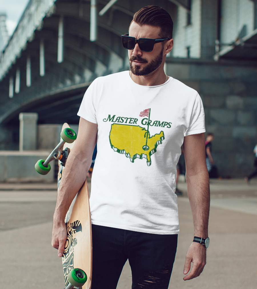 Master Gramps Golfing USA Flag Map T-Shirt