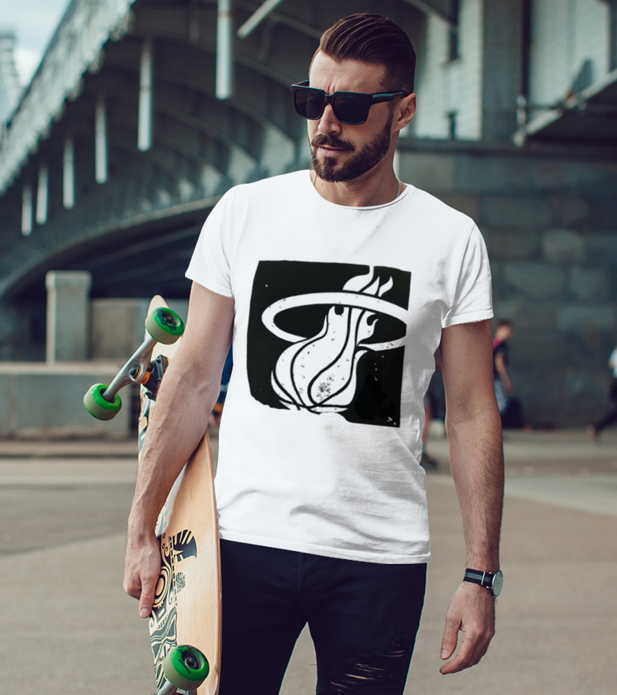 Miami Heat Basketball NBA Iconic Flaming Ball T-Shirt