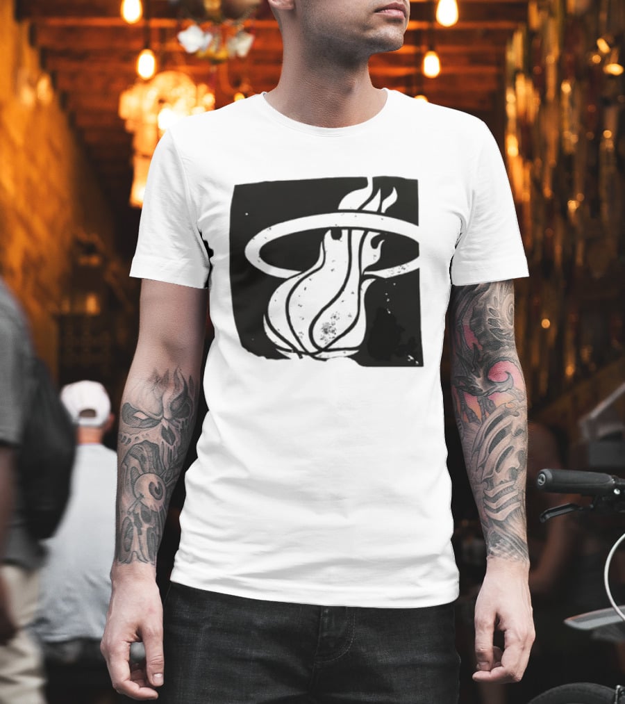 Miami Heat Basketball NBA Iconic Flaming Ball T-Shirt