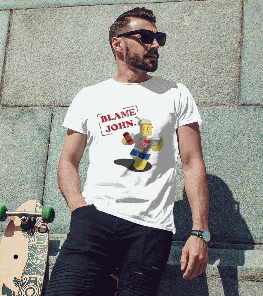 Blame John I Love Fried Chicken Classic Shedletsky Roblox T-Shirt