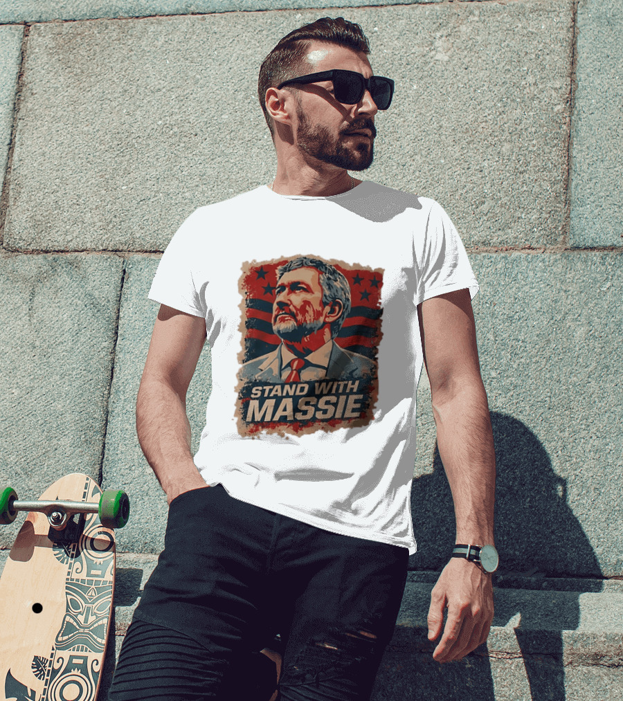 Stand With Massie Patriotic Political Artwork With Stars And Stripes T-Shirt