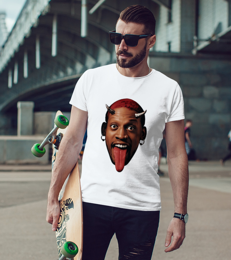 Dennis Rodman Big Face Devil Horns Chicago Bulls T-Shirt