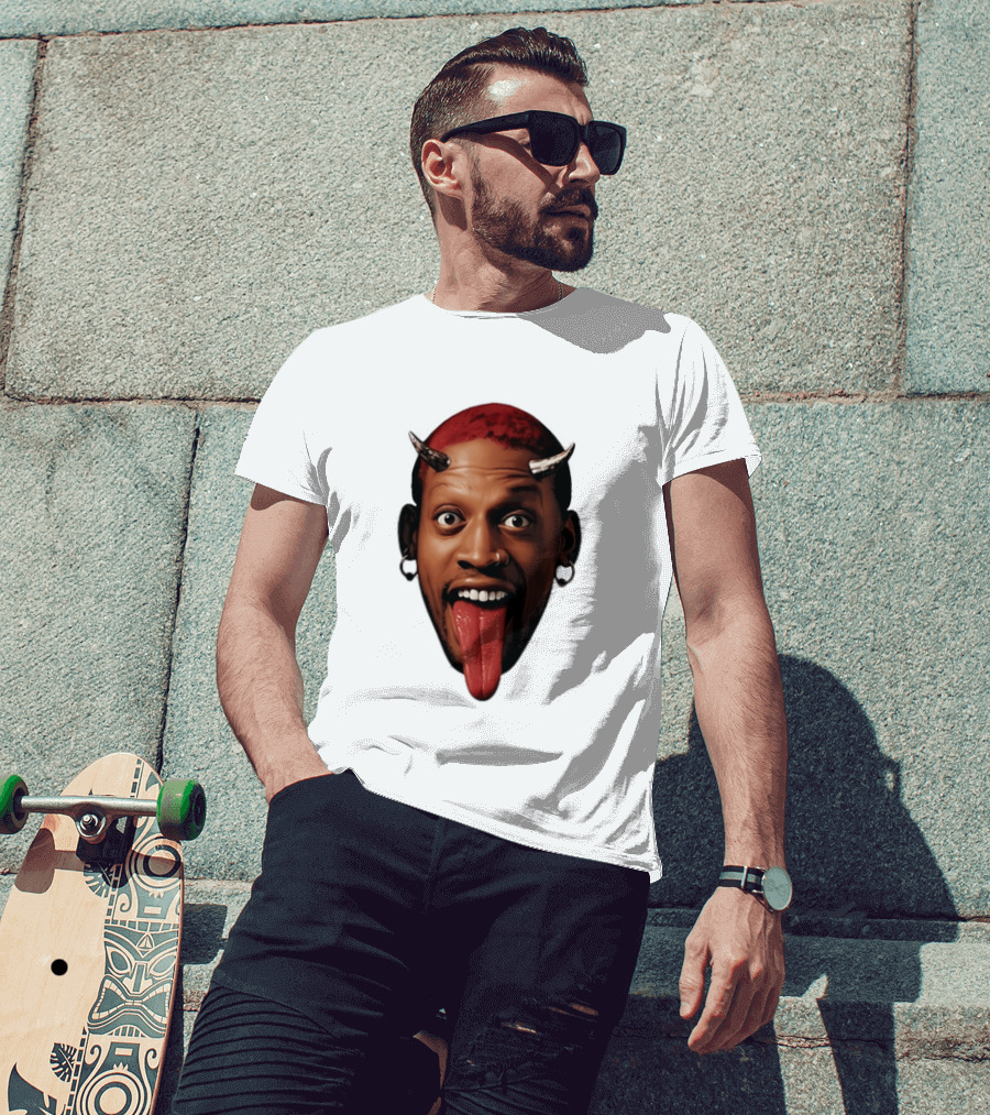 Dennis Rodman Big Face Devil Horns Chicago Bulls T-Shirt