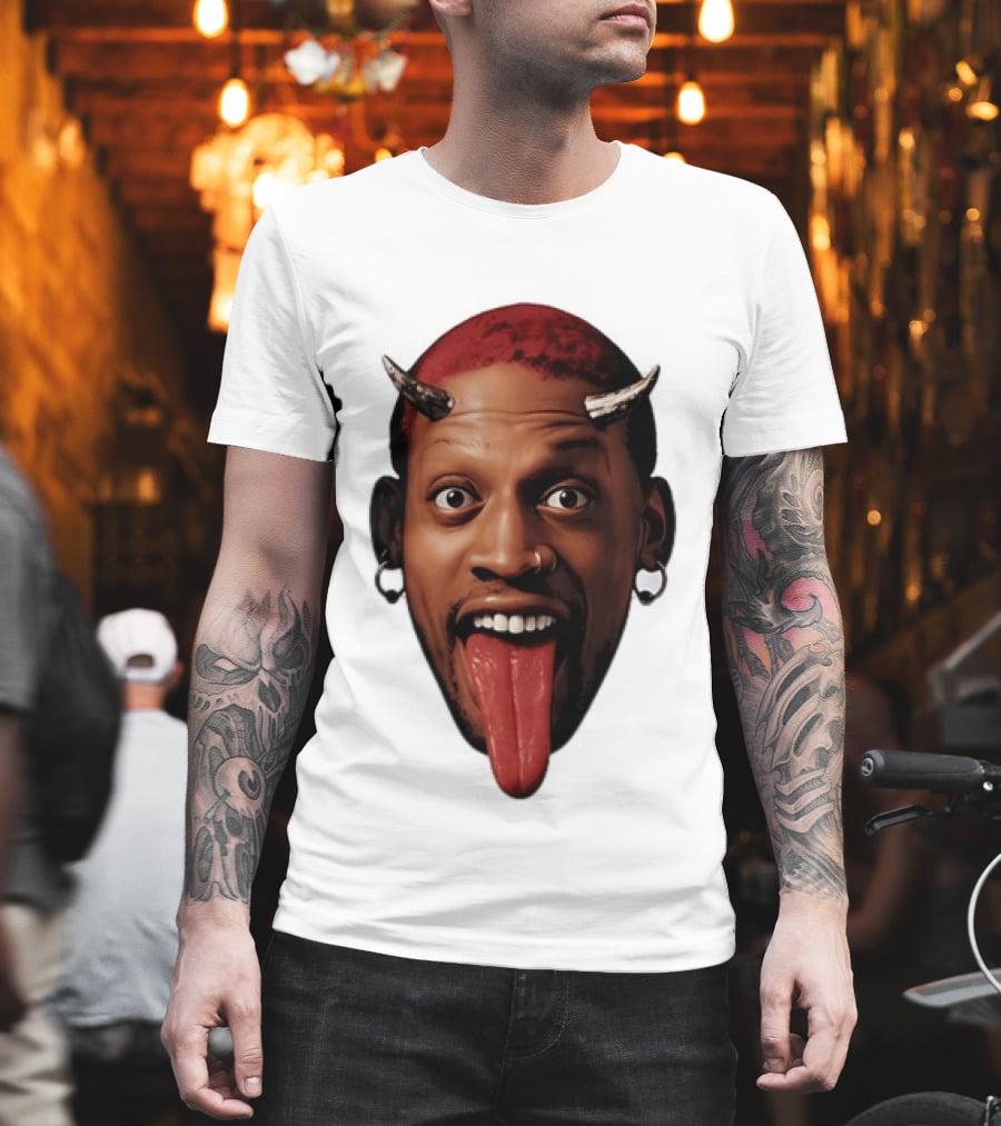 Dennis Rodman Big Face Devil Horns Chicago Bulls T-Shirt