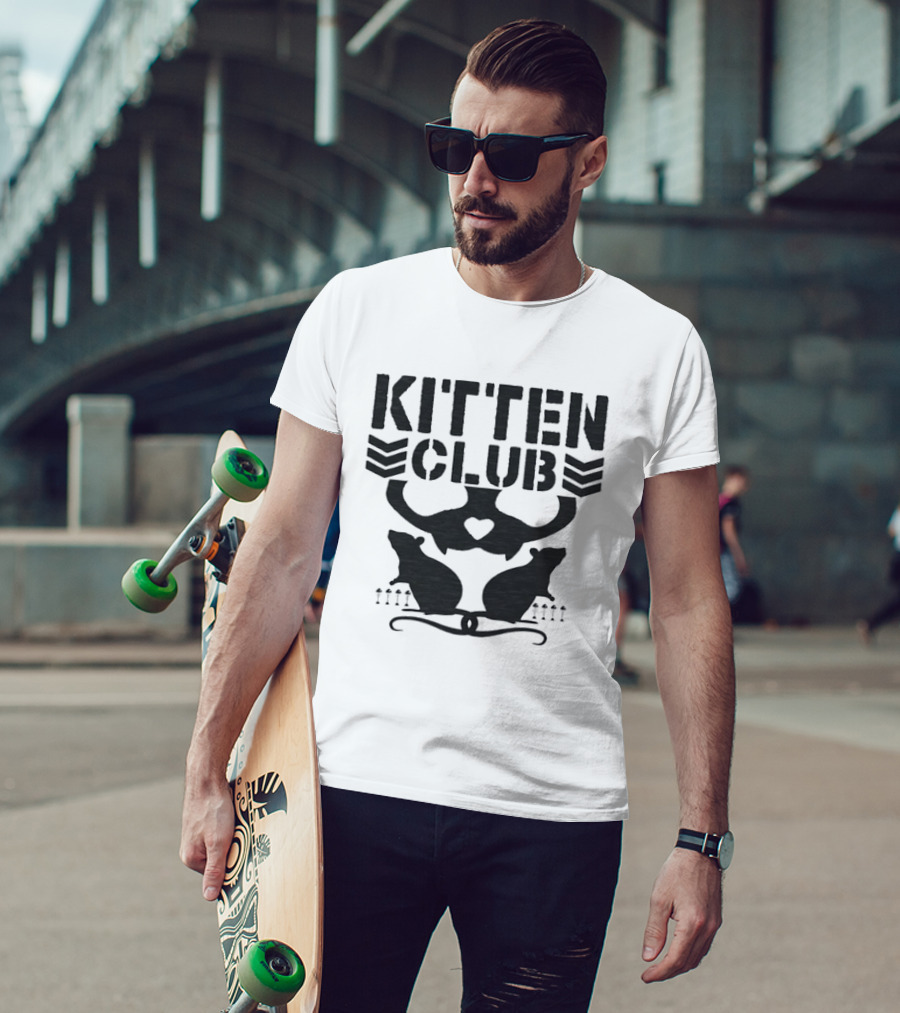 Kitten Club Distressed Pet Lover Cats With Heart T-Shirt