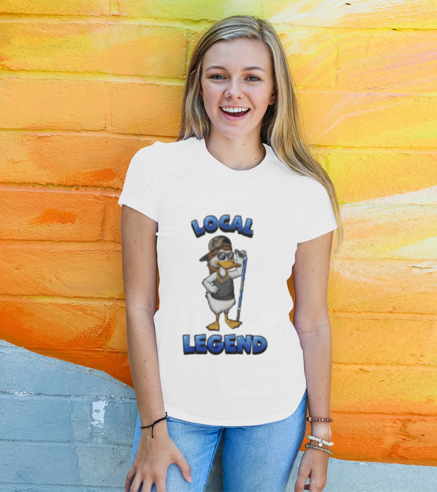 Duck Local Legend Hockey Player In Sunglasses And Cap T-Shirt