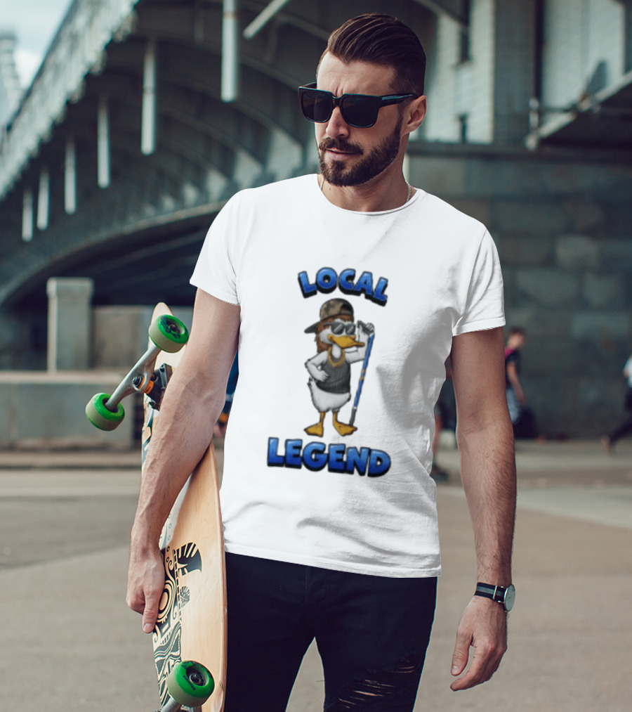 Duck Local Legend Hockey Player In Sunglasses And Cap T-Shirt