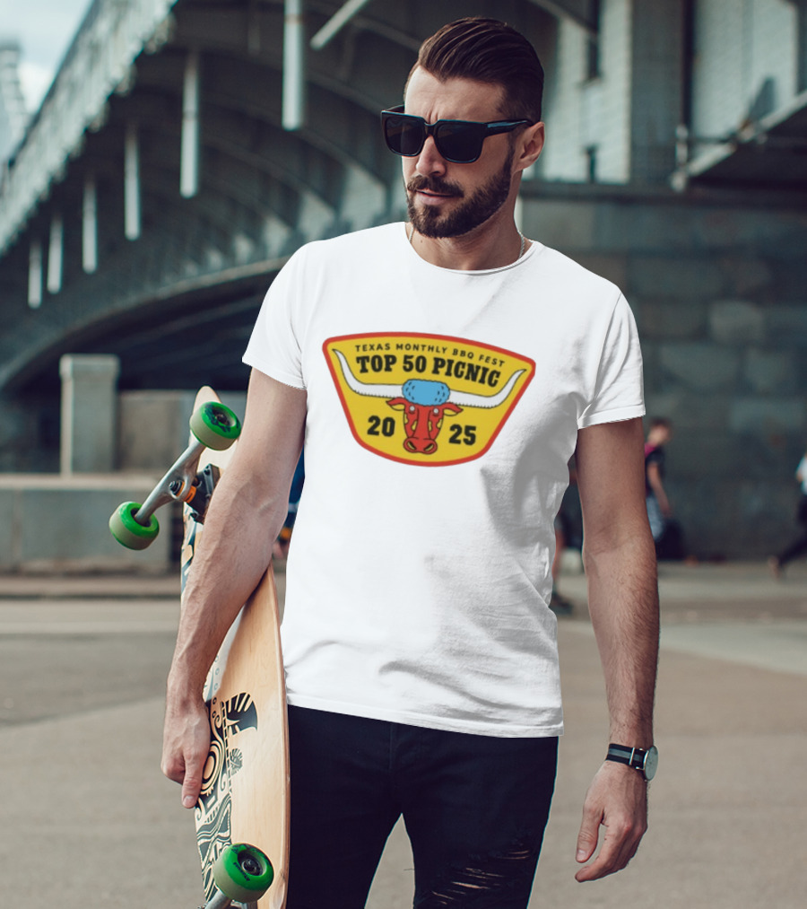 Texas Monthly BBQ Fest Top 50 Picnic 2025 Longhorn T-Shirt