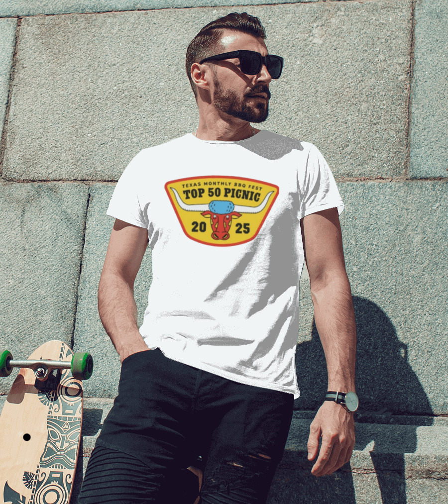 Texas Monthly BBQ Fest Top 50 Picnic 2025 Longhorn T-Shirt