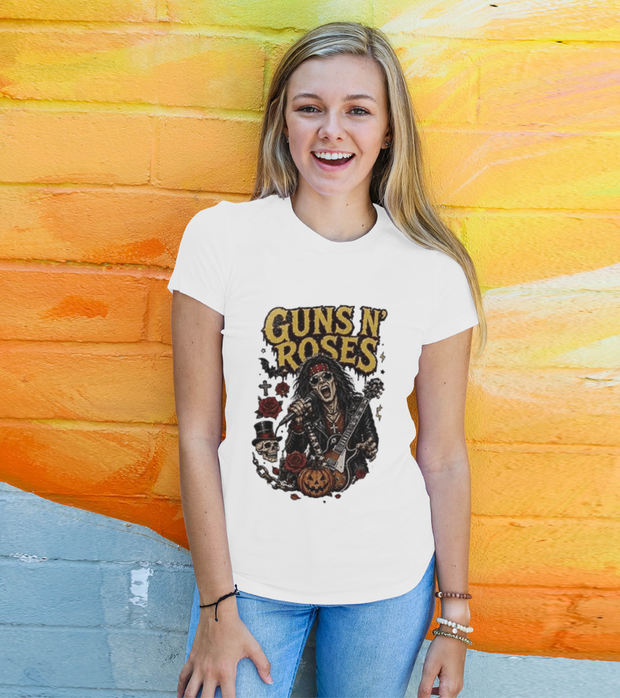 Guns N' Roses I'm A GNR Ghoul Appetite For Fright Halloween Rocks With Skulls And Pumpkins T-Shirt