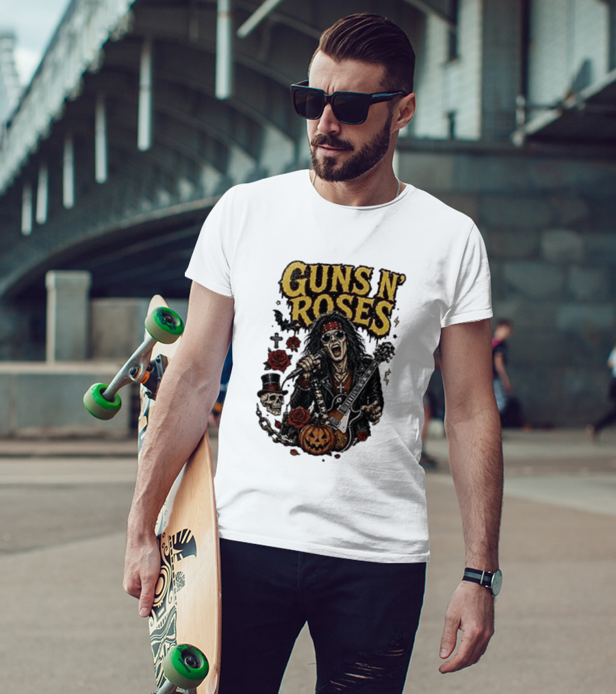 Guns N' Roses I'm A GNR Ghoul Appetite For Fright Halloween Rocks With Skulls And Pumpkins T-Shirt