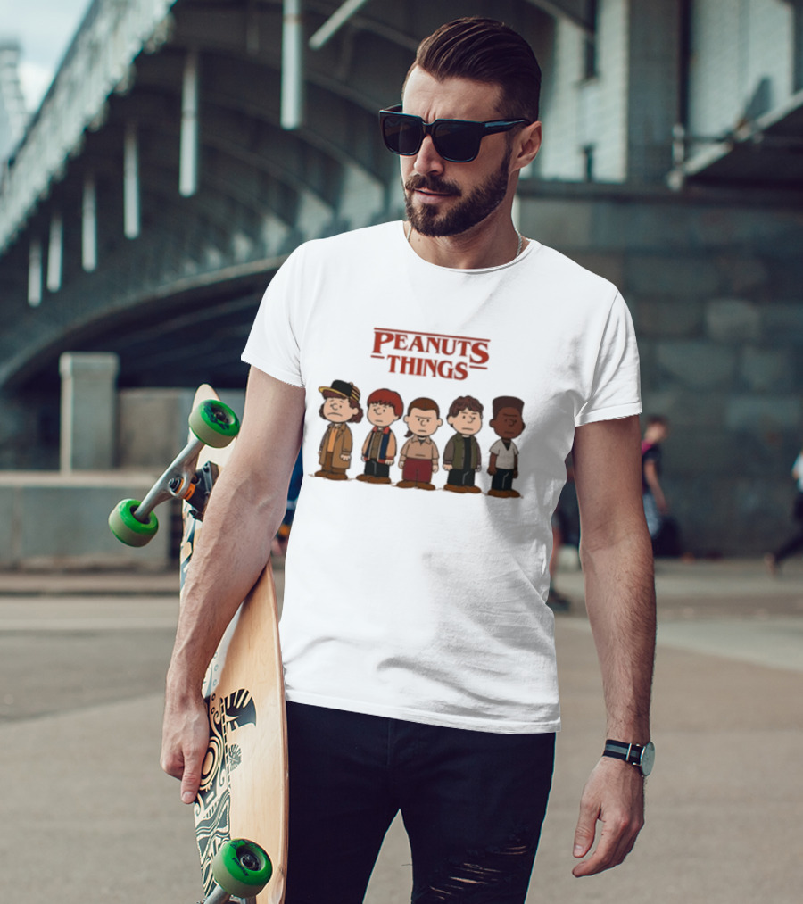 Peanuts Things Cartoon Characters Mashup Stranger 80s T-Shirt