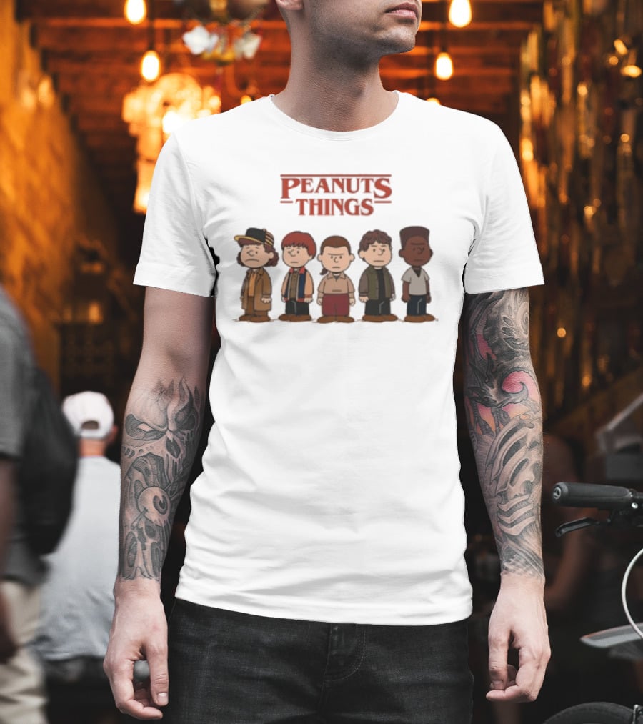 Peanuts Things Cartoon Characters Mashup Stranger 80s T-Shirt