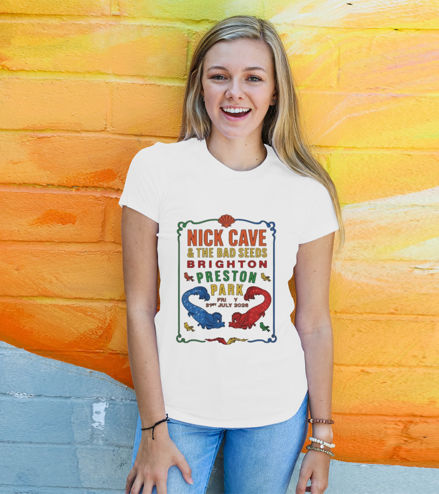 Nick Cave & The Bad Seeds Brighton Preston Park 31 July 2026 Colorful Dragons T-Shirt