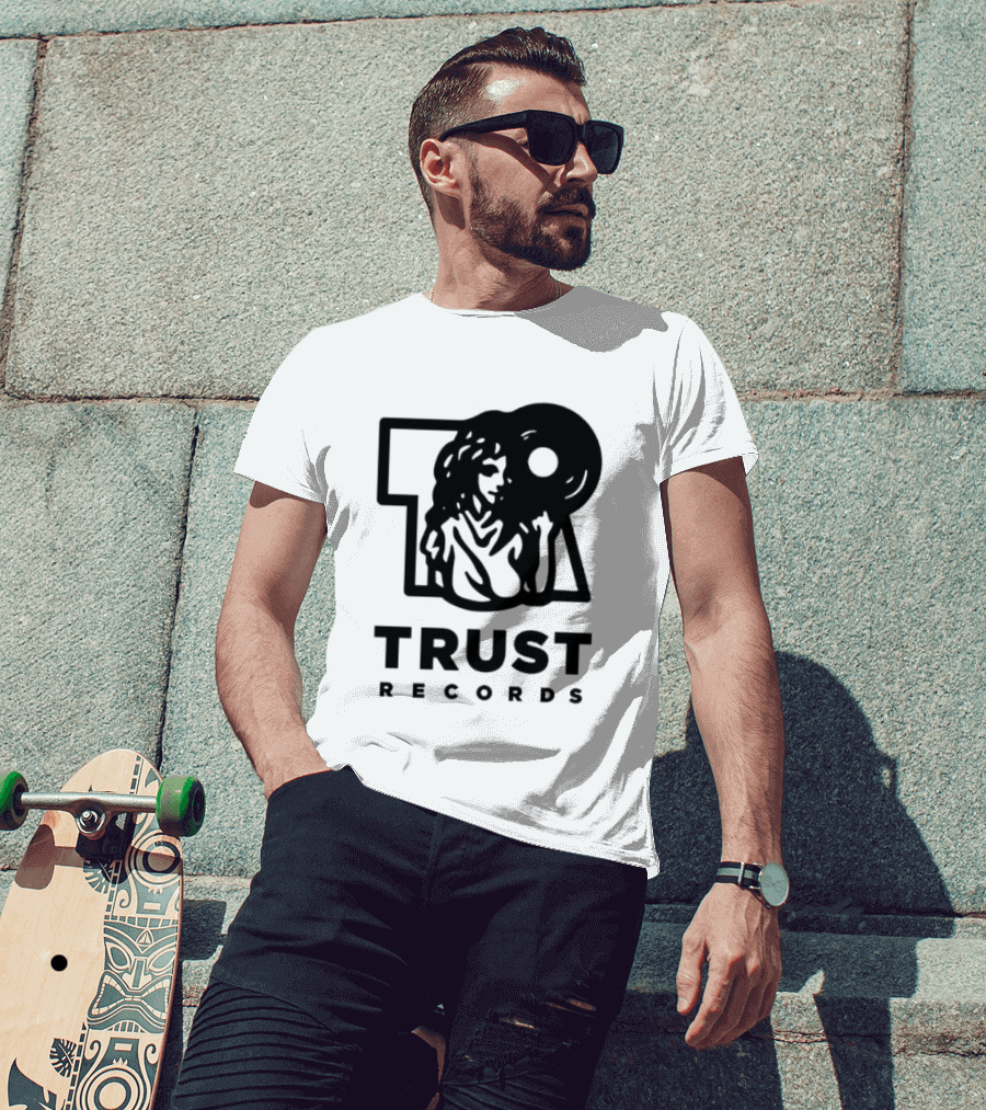 Trust Records Vinyl Spinning Woman T-Shirt