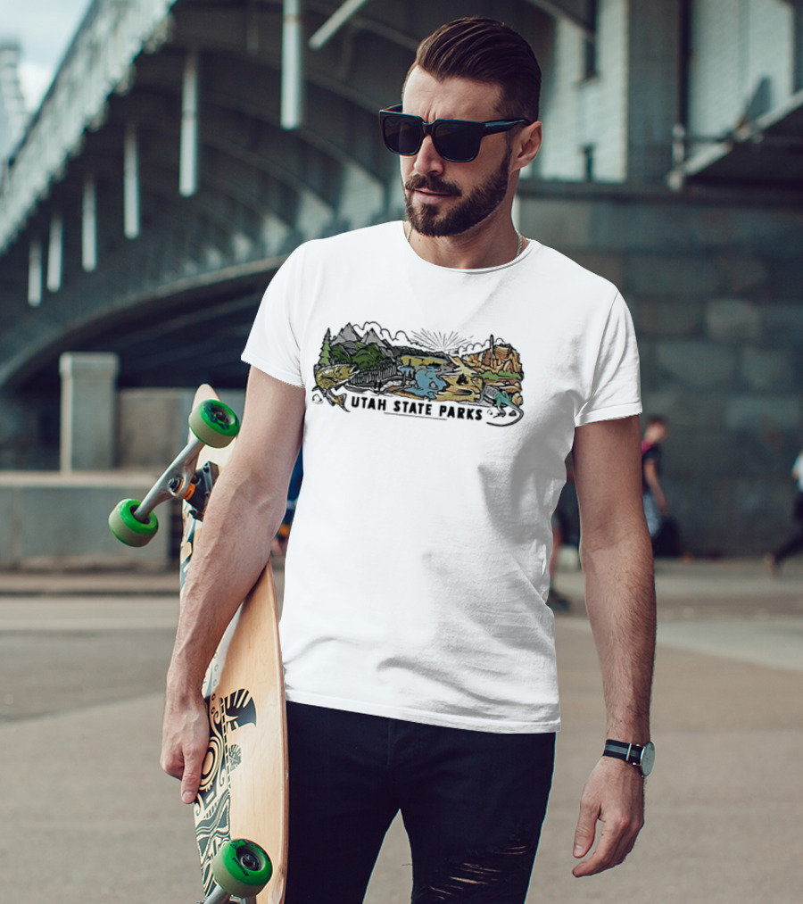 Utah State Parks Scenic Landscape With Mountains And Trees T-Shirt