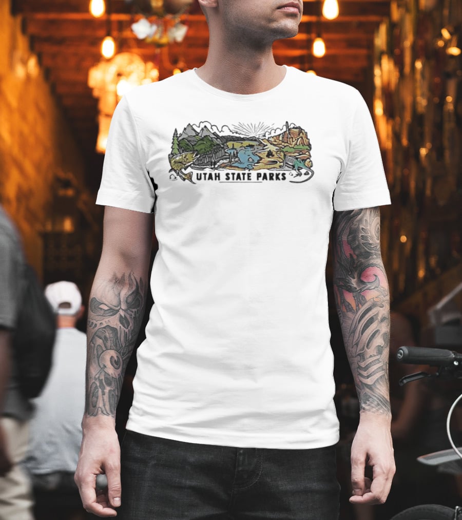 Utah State Parks Scenic Landscape With Mountains And Trees T-Shirt