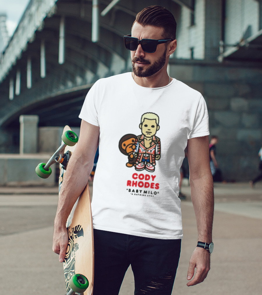 Cody Rhodes Baby Milo Wrestling Mens White Wwe Collaboration T-Shirt