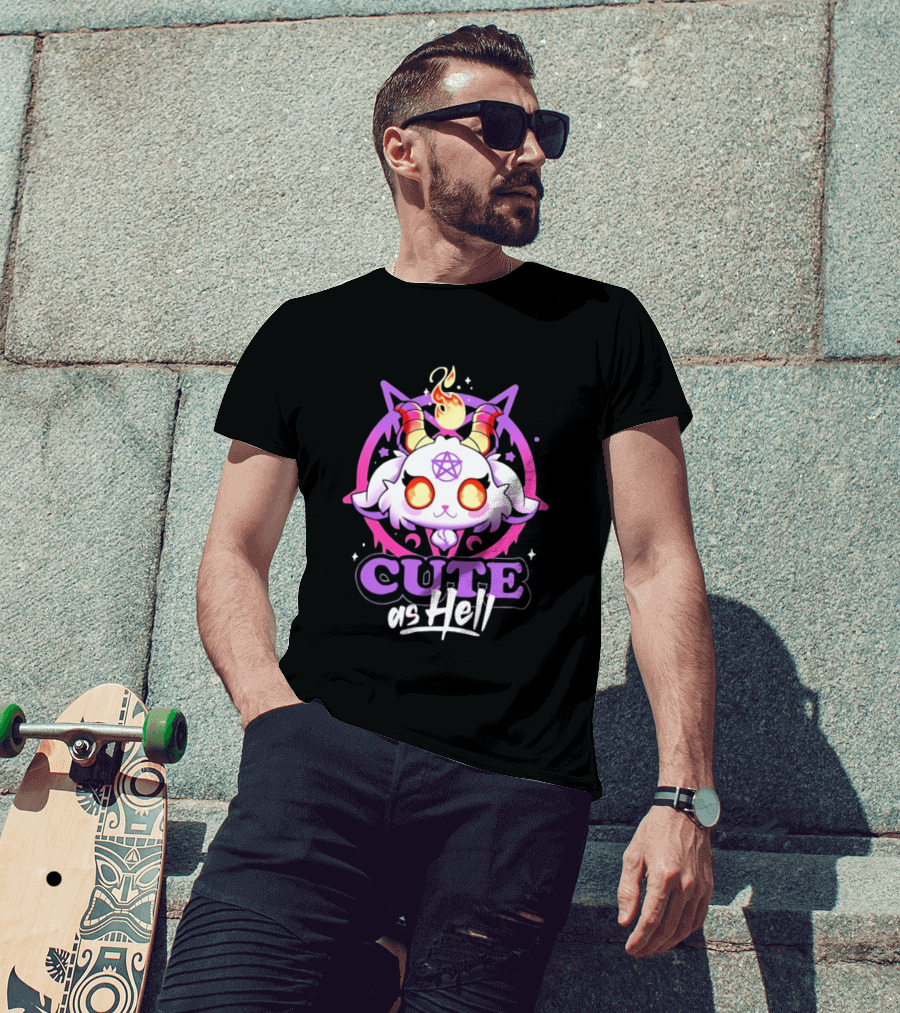 Cute As Hell Goat Demon Pentagram Flame T-Shirt