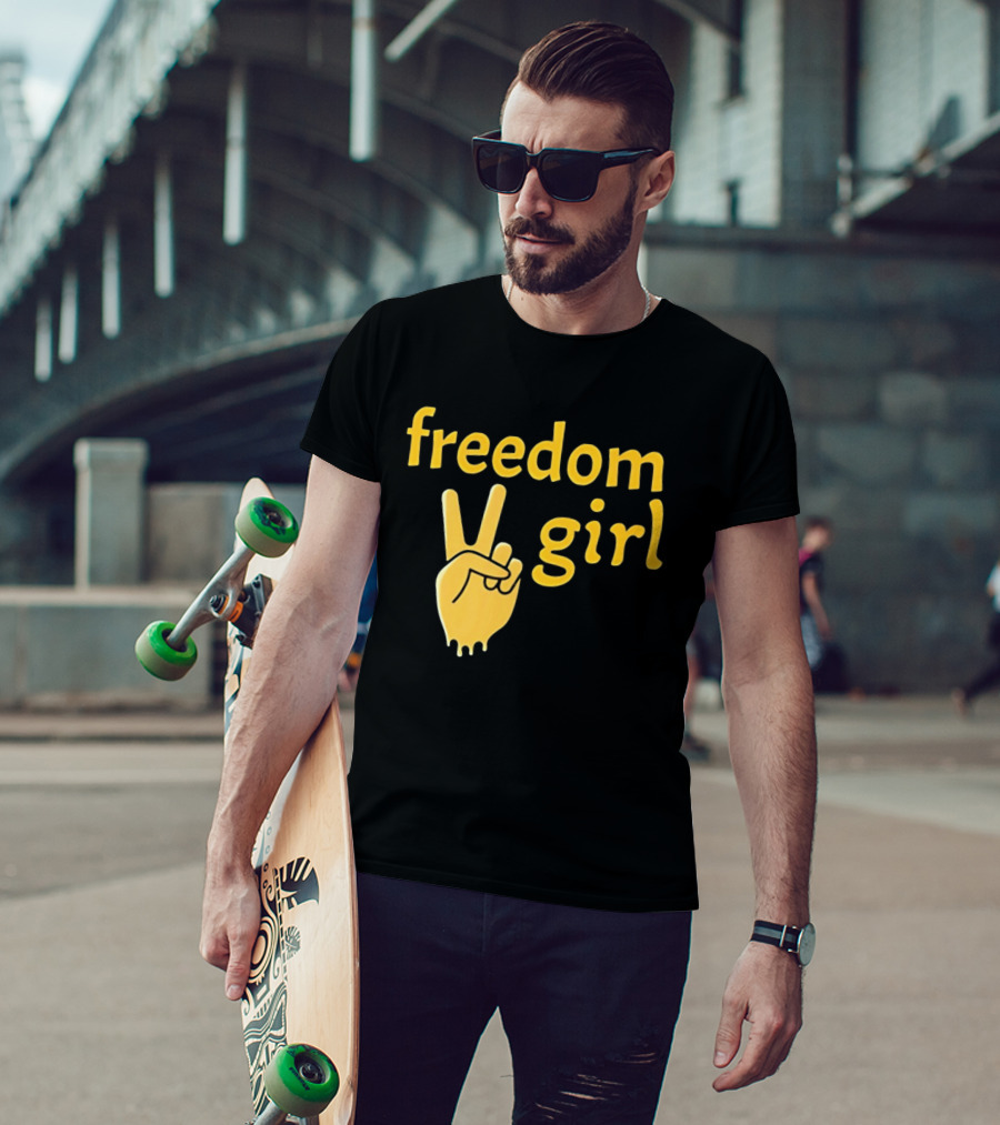 Freedom Girl Peace Sign Hand Gesture T-Shirt