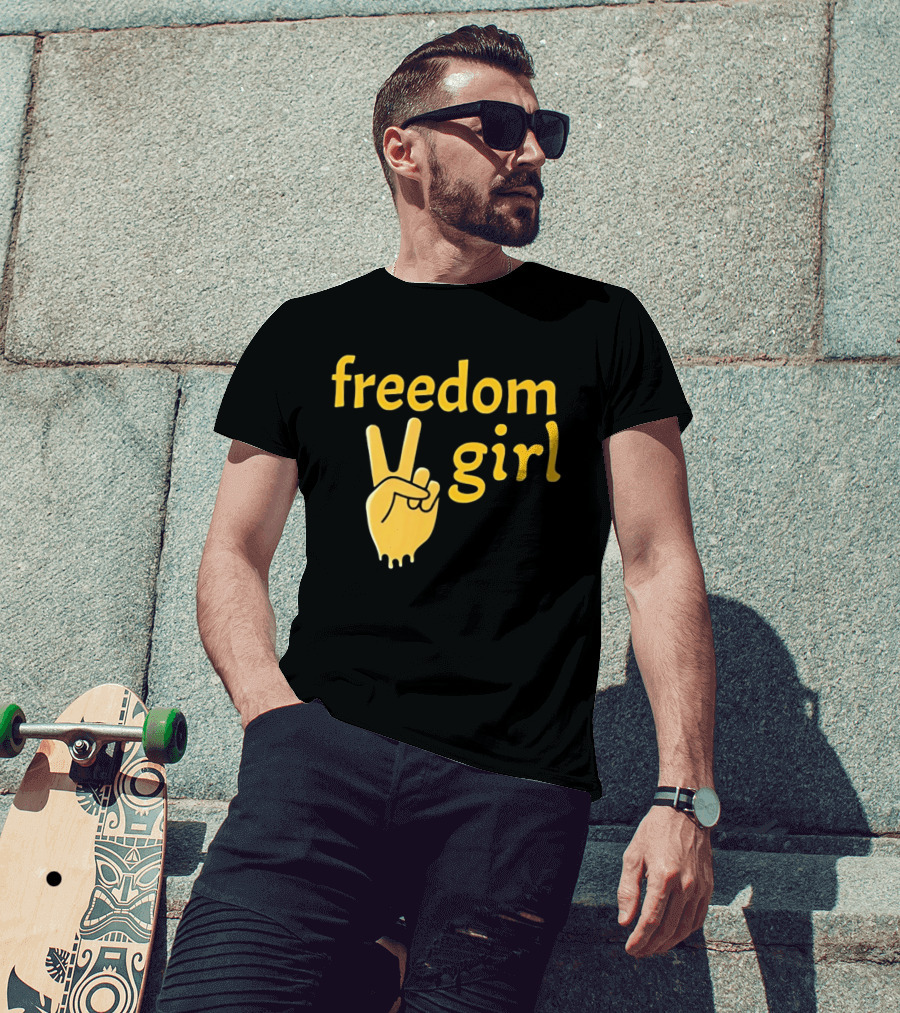 Freedom Girl Peace Sign Hand Gesture T-Shirt