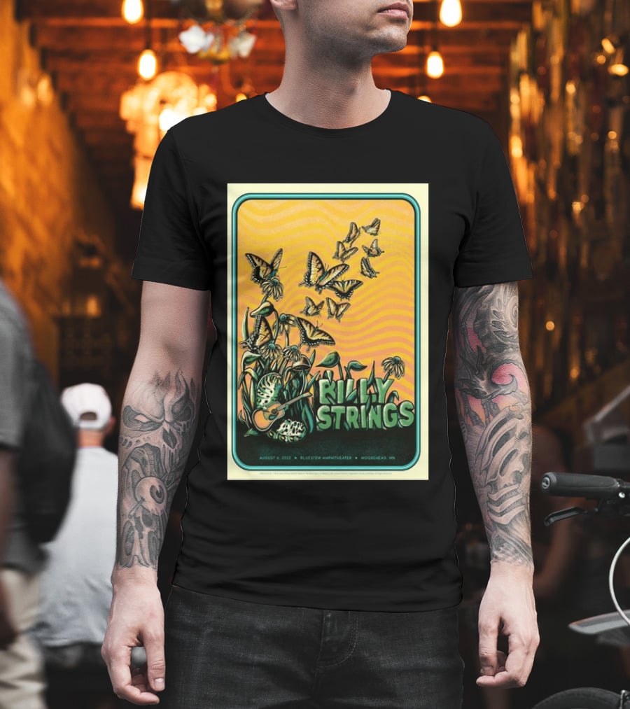 Billy Strings Bluestem Amphitheater August 6 2022 Butterfly Moorehead MN T-Shirt