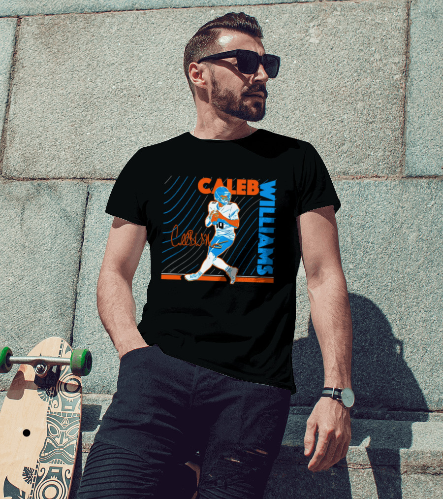 Caleb Williams Signed Football Chicago Bears Action Quarterback Sports Memorabilia T-Shirt