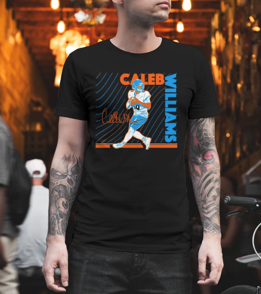 Caleb Williams Signed Football Chicago Bears Action Quarterback Sports Memorabilia T-Shirt