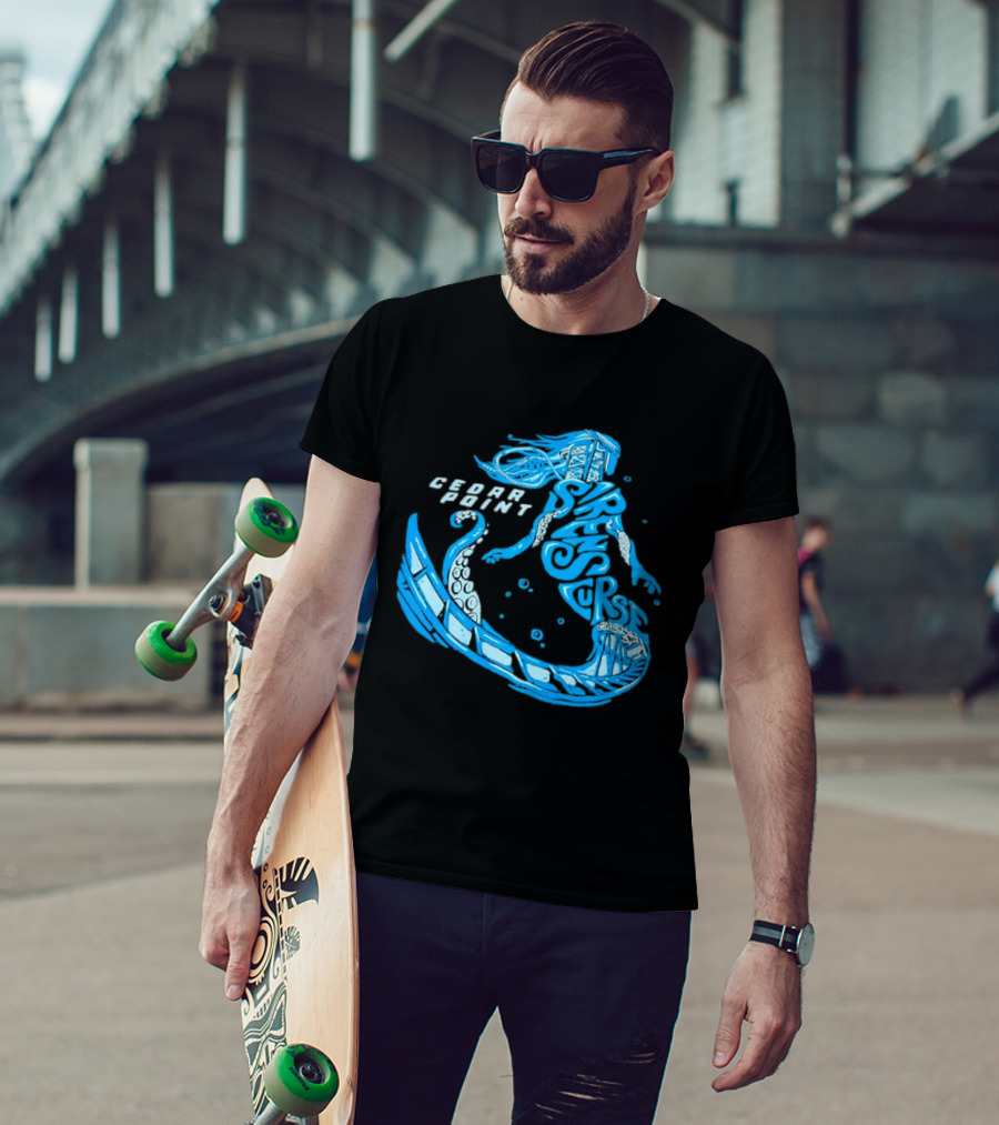 Cedar Point Sirens Curse Roller Blue Mermaid T-Shirt