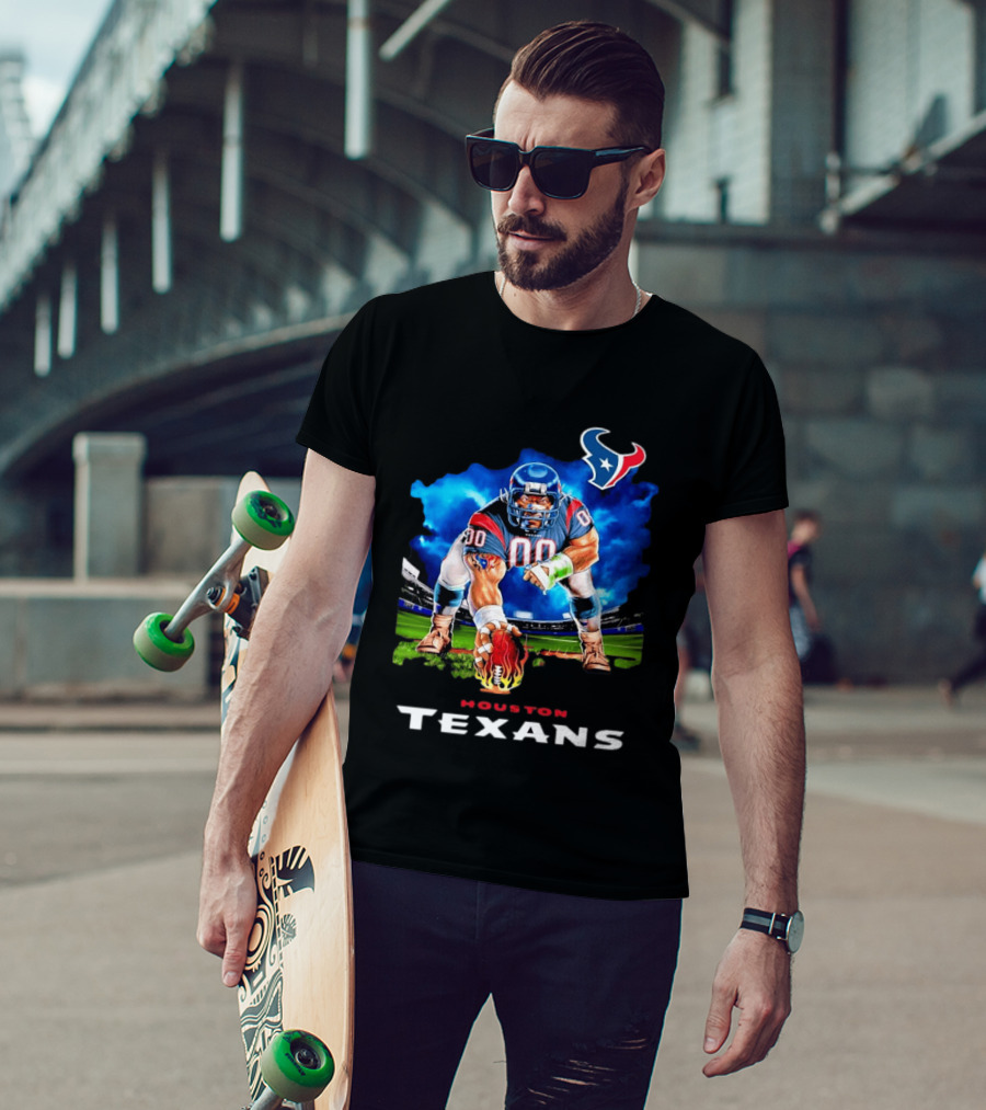 Houston Texans Ferocious Football Player NFL Team Spirit Challenge T-Shirt