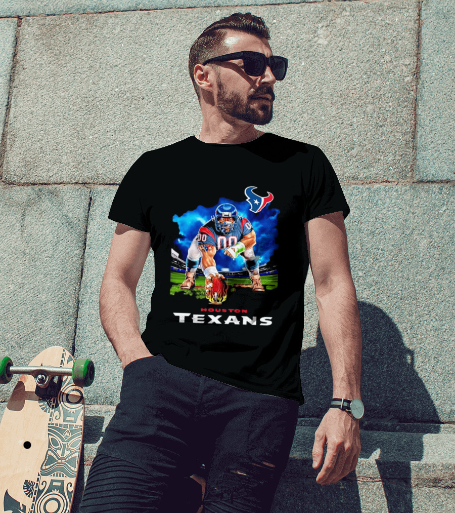 Houston Texans Ferocious Football Player NFL Team Spirit Challenge T-Shirt
