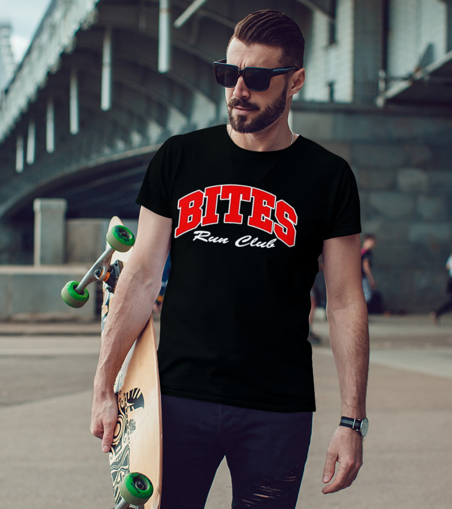 Bites Run Club Classic Style Sports Lettering T-Shirt