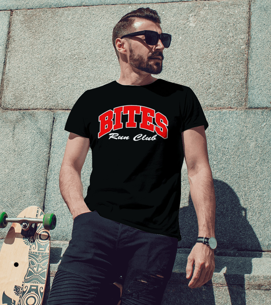Bites Run Club Classic Style Sports Lettering T-Shirt