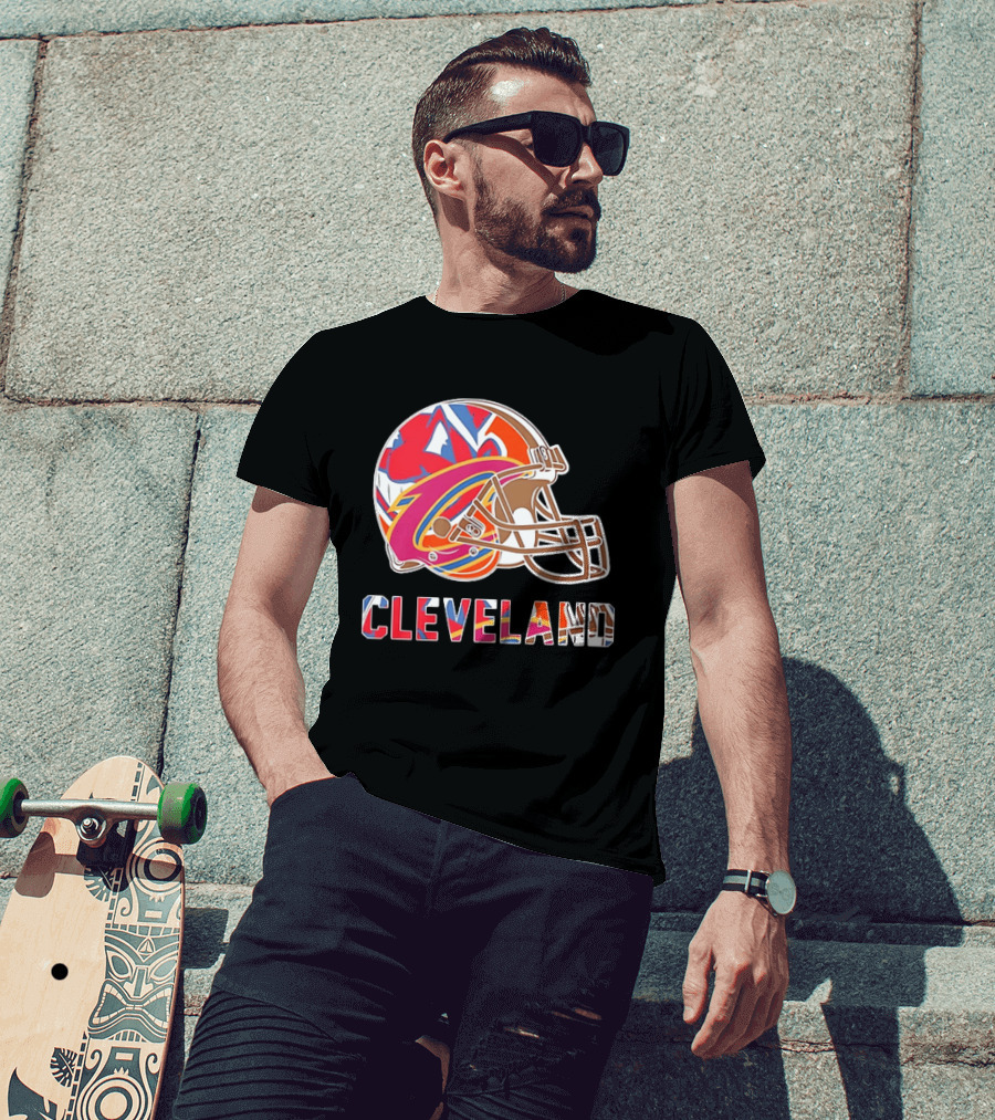 Cleveland Football Cavaliers Browns Guardians Helmet T-Shirt