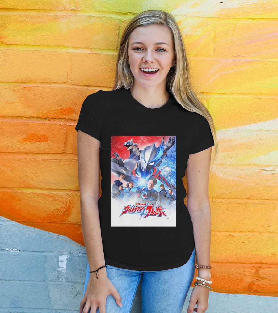 Ultraman Blazar Cast And Characters With Heroic Action Scene T-Shirt
