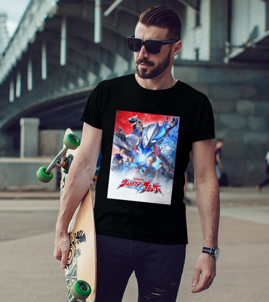 Ultraman Blazar Cast And Characters With Heroic Action Scene T-Shirt