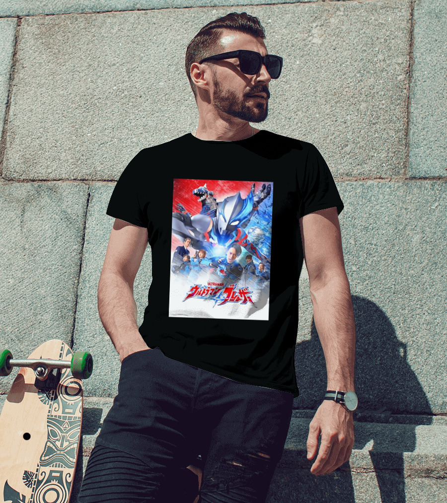 Ultraman Blazar Cast And Characters With Heroic Action Scene T-Shirt
