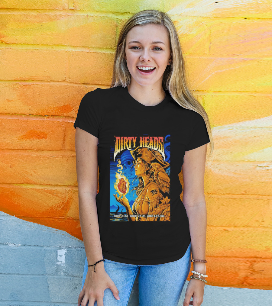 Dirty Heads August 5th 2026 Harrah's Stir Cove Council Bluffs Iowa Pirate Skull Parrot Live Event T-Shirt