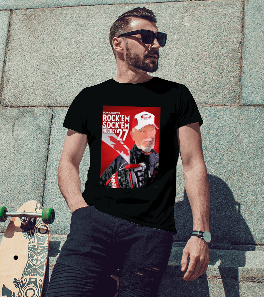 Don Cherry's Rock'em Sock'em Hockey 27 Maple Leaf Hat And Gloves Canada T-Shirt