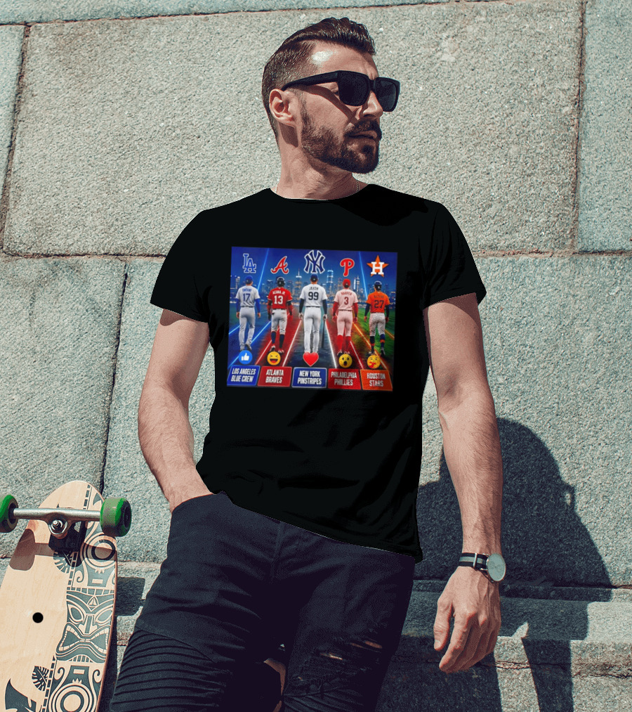 Los Angeles Blue Crew Atlanta Braves New York Pinstripes Philadelphia Phillies Houston Stars Ohtani Acuna Jr Jaxon Harper Altuve T-Shirt