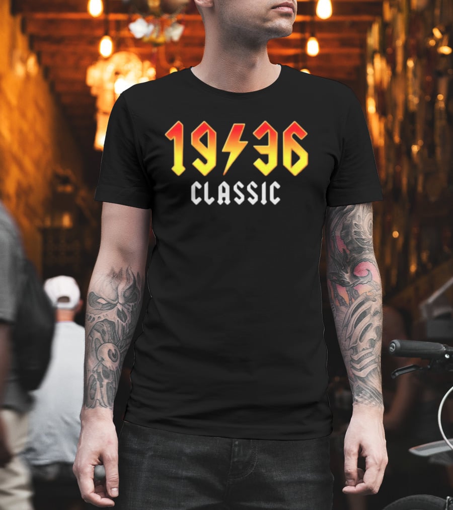 Original 90th Birthday Classic 1936 Rock Band Lightning Bolt T-Shirt